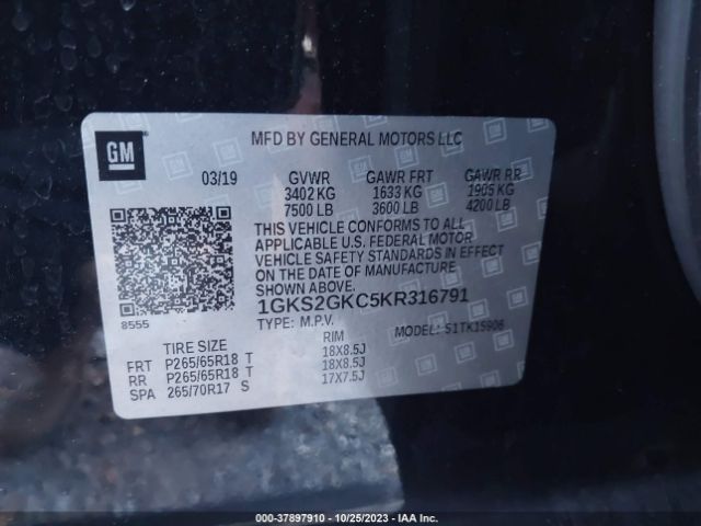 1GKS2GKC5KR316791 GMC Yukon Xl Slt