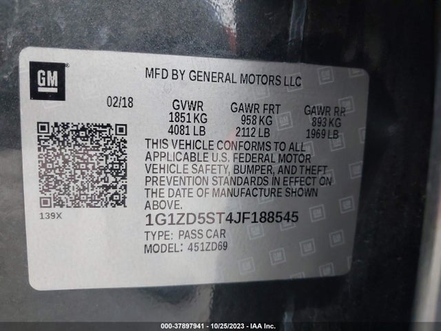 Chevrolet MALIBU LT 2018 1G1ZD5ST4JF188545 Image 9