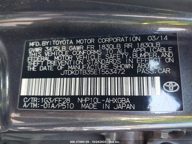 Toyota Prius C One/three/two/four 2014 JTDKDTB35E1563472 Image 9