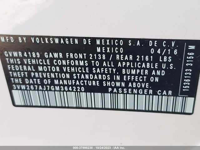 3VW267AJ7GM364220 Volkswagen Jetta Sedan 1.4t S