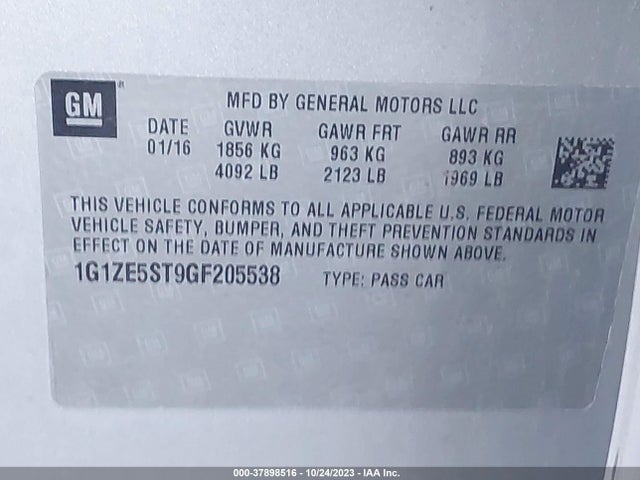 Chevrolet MALIBU LT 2016 1G1ZE5ST9GF205538 Image 9