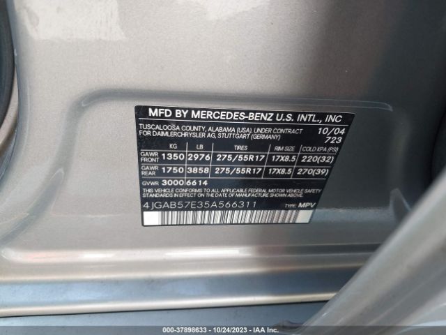 2005 MERCEDES-BENZ ML 350 4JGAB57E35A566311 Photo 8