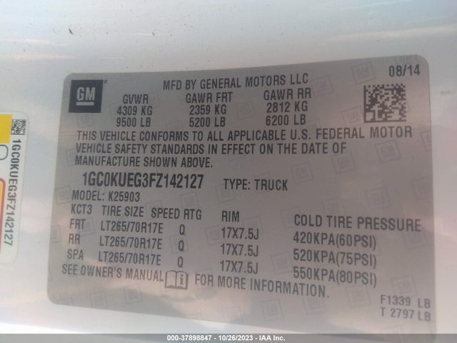 Chevrolet Silverado 2500hd Wt 2015 1GC0KUEG3FZ142127 Image 9