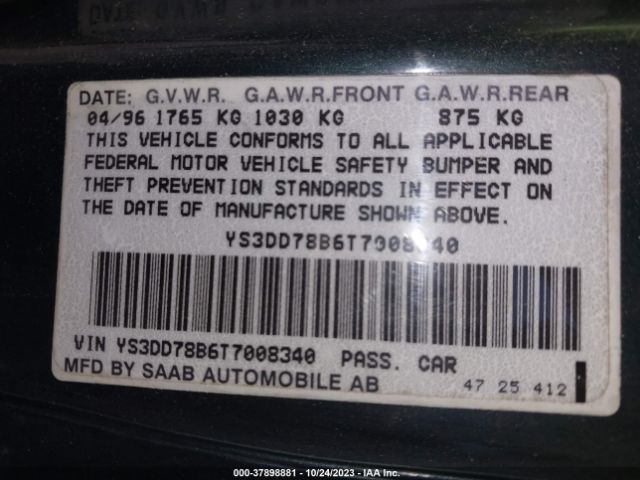 1996 SAAB 900 YS3DD78B6T7008340 Photo 8