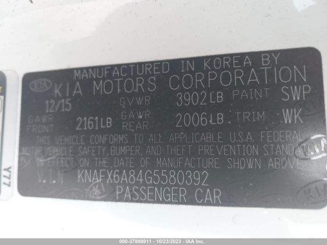 KNAFX6A84G5580392 KIA Forte Koup Ex