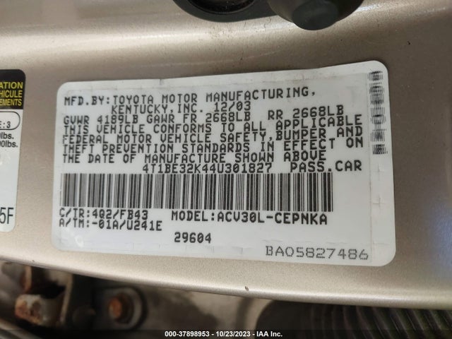 2004 TOYOTA CAMRY 4T1BE32K44U301827 Photo 8