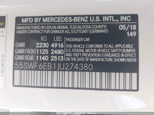 55SWF6EB1JU274380 Mercedes-Benz Amg C 43 4matic