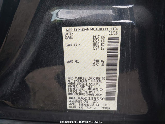 2016 NISSAN ALTIMA 2.5 SR VIN: 1N4AL3AP6GC159550