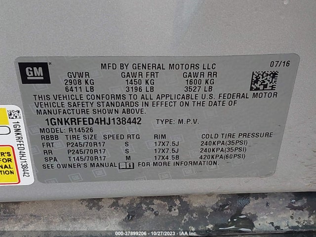 Chevrolet Traverse Ls 2017 1GNKRFED4HJ138442 Image 9