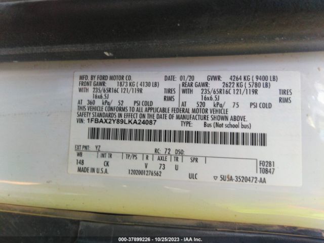 1FBAX2Y89LKA24087 Ford Transit Passenger Wagon Xl/xlt