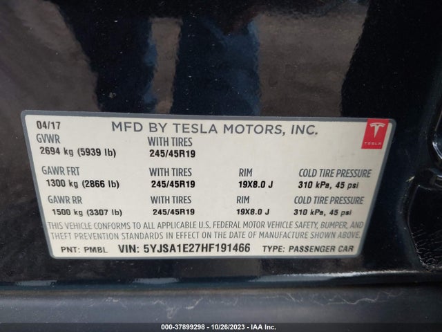 5YJSA1E27HF191466 Tesla Model S 100d/90d/75d/60d/p100d