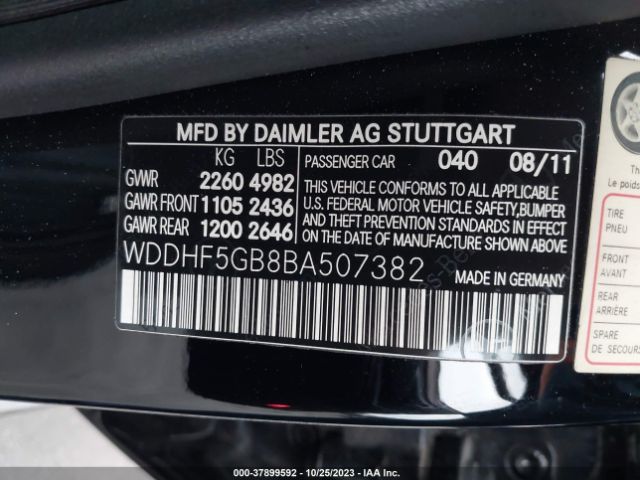 2011 MERCEDES-BENZ E-CLASS WDDHF5GB8BA507382 Photo 8