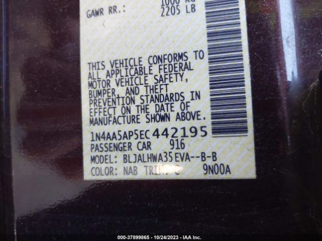 1N4AA5AP5EC442195 Nissan Maxima 3.5 Sv W/premium Pkg