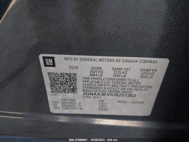 Chevrolet EQUINOX LT 2018 2GNAXJEV0J6257363 Image 9