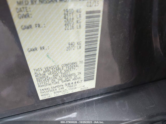 Nissan Altima 2.5 S 2015 1N4AL3AP0FN384467 Image 9