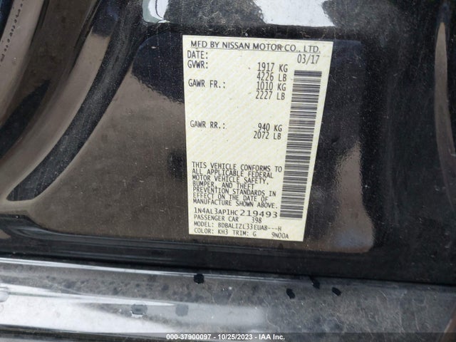 2017 NISSAN ALTIMA 2.5 SV VIN: 1N4AL3AP1HC219493