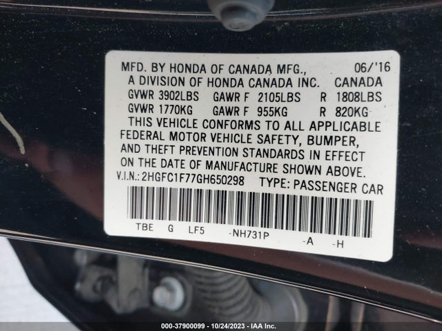 Honda Civic Ex-l 2016 2HGFC1F77GH650298 Image 9