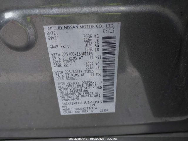 5N1AT2MT1FC854896 Nissan Rogue Sl