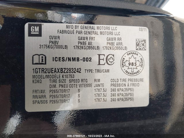 2011 GMC SIERRA 1500 SL VIN: 1GTR2UEAXBZ283242