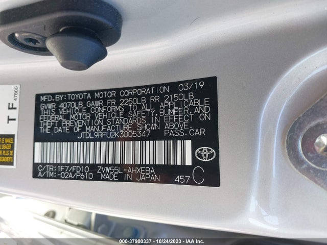 Toyota Prius Le 2019 JTDL9RFU2K3005347 Image 9