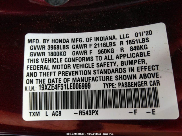 Honda INSIGHT EX 2020 19XZE4F51LE006999 Image 9