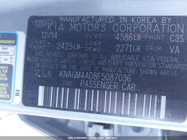 KNAGM4AD8F5087036 KIA OPTIMA HYBRID