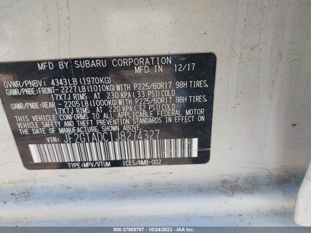 JF2GTADC1J8274327 Subaru Crosstrek Premium