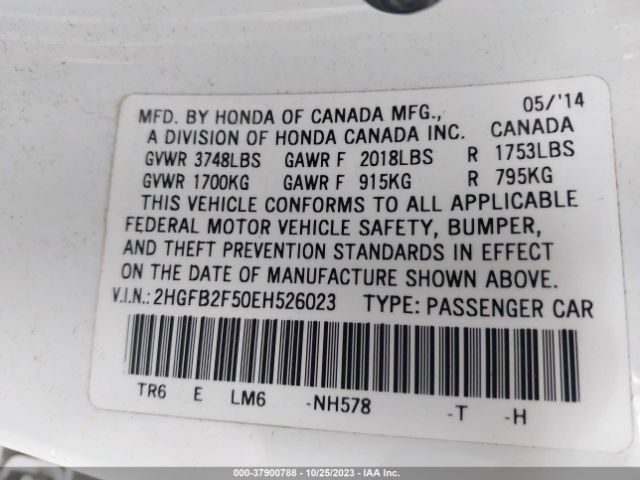 2HGFB2F50EH526023 Honda Civic Lx