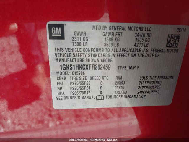 1GKS1HKCXFR202459 GMC Yukon Xl Slt