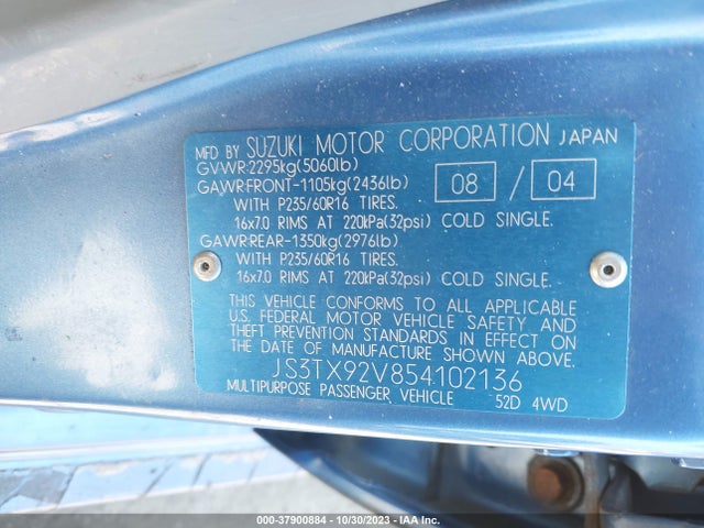 2005 SUZUKI XL-7 LX/EX VIN: JS3TX92V854102136