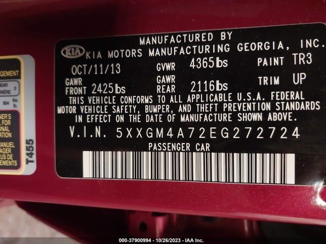 KIA Optima Lx 2014 5XXGM4A72EG272724 Image 9