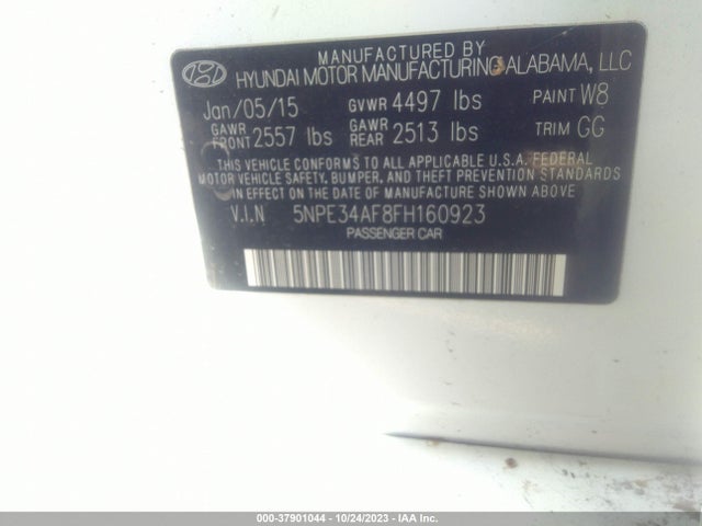 2015 HYUNDAI SONATA 2.4L LIMITED VIN: 5NPE34AF8FH160923