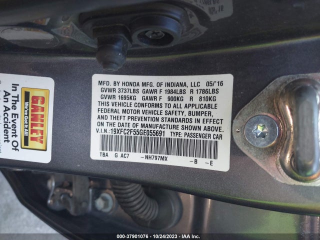 Honda Civic Lx 2016 19XFC2F55GE055691 Image 9