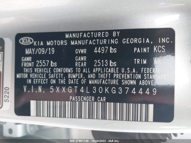 5XXGT4L30KG374449 KIA Optima Lx