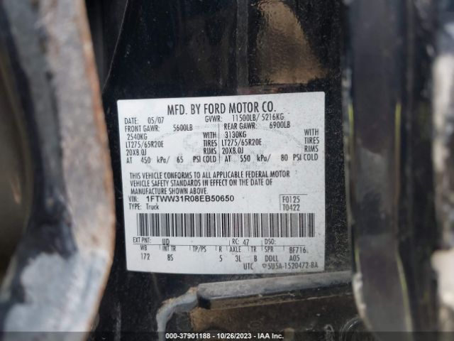 2008 FORD SUPER DUTY F-350 SRW 1FTWW31R08EB50650 Photo 8