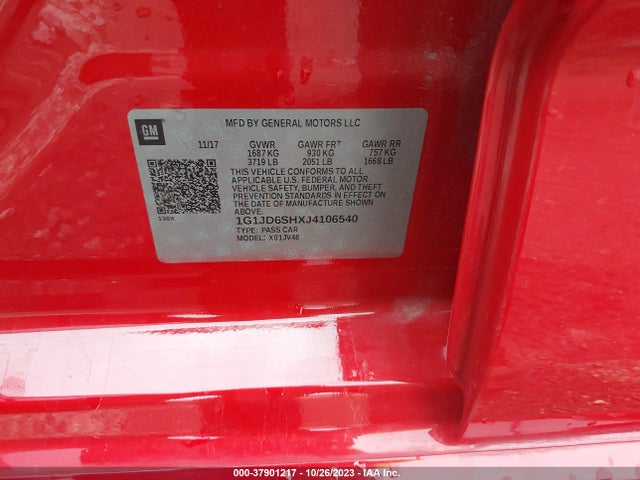 Chevrolet SONIC LT 2018 1G1JD6SHXJ4106540 Image 9