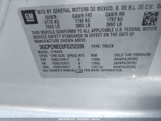 Chevrolet Silverado 1500 Lt 2015 3GCPCREC8FG292286 Image 9