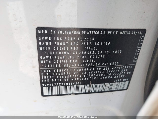 3VV3B7AX7JM164308 Volkswagen Tiguan Sel/se