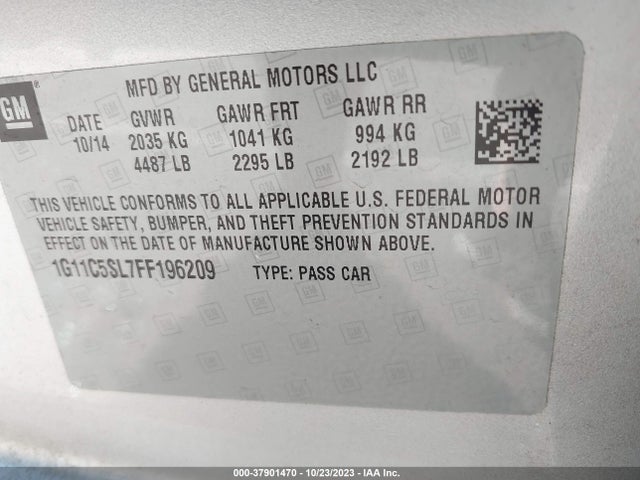 Chevrolet MALIBU LT 2015 1G11C5SL7FF196209 Image 9