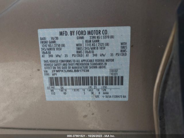 2020 FORD EDGE 2FMPK3J96LBB17538 Photo 8
