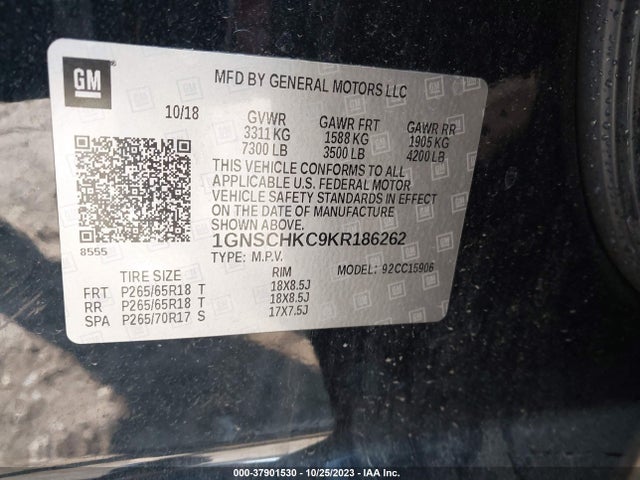 Chevrolet Suburban Lt 2019 1GNSCHKC9KR186262 Image 9