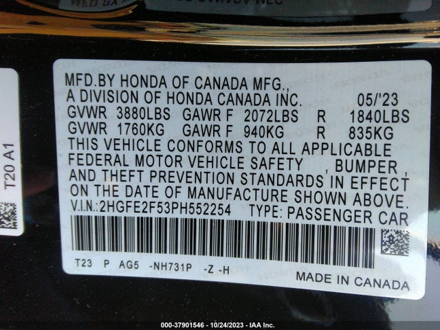 Honda Civic Sport 2023 2HGFE2F53PH552254 Image 9