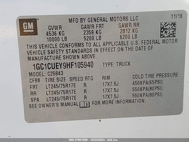 Chevrolet Silverado 2500hd Work Truck 2017 1GC1CUEY9HF105940 Image 9