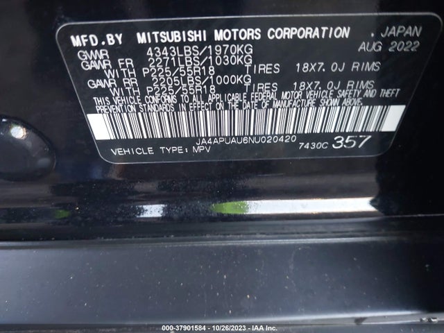 JA4APUAU6NU020420 Mitsubishi Outlander Sport Es/le/s/be