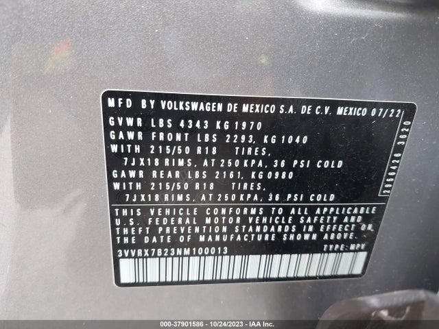 3VVRX7B23NM100013 Volkswagen TAOS SE