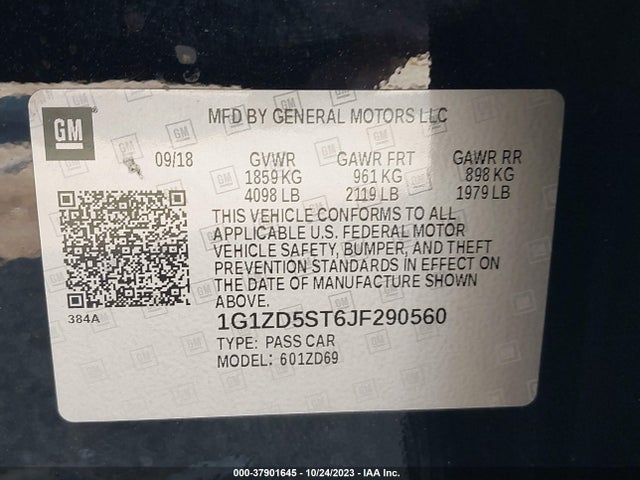 Chevrolet MALIBU LT 2018 1G1ZD5ST6JF290560 Image 9