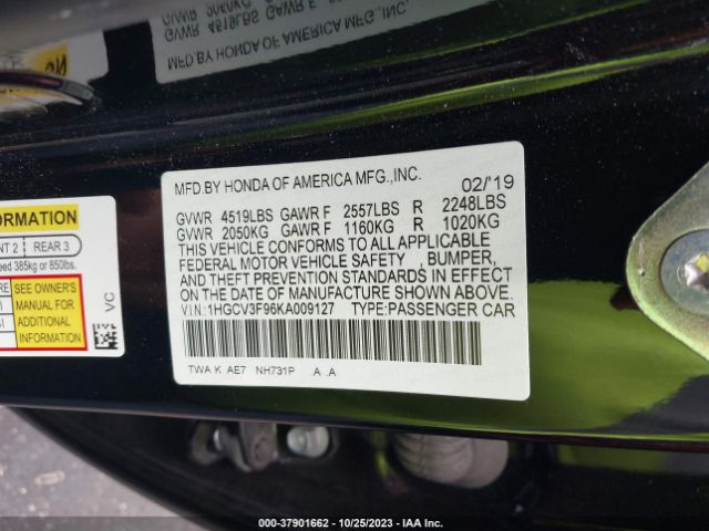 1HGCV3F96KA009127 Honda Accord Hybrid Touring