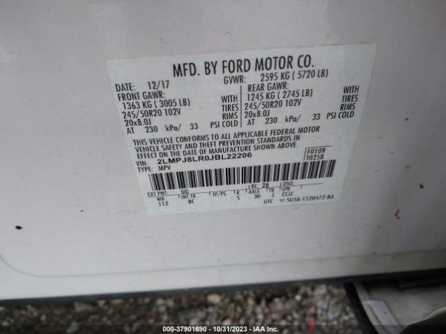 2LMPJ8LR0JBL22206 Lincoln Mkx Reserve