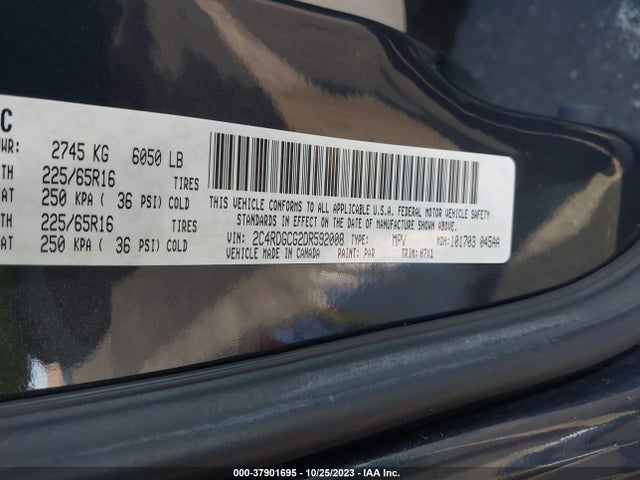 2013 DODGE GRAND CARAVAN SXT VIN: 2C4RDGCG2DR592008