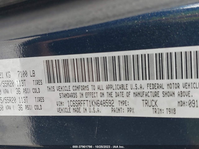RAM 1500 Big Horn/lone Star 2019 1C6SRFFT1KN648592 Image 9